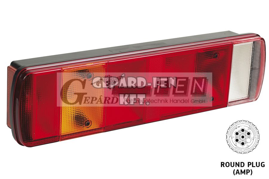 Hátsólámpa SCANIA BAL oldal +rendszám +DIN csatlakozó oldalt 516x130mm, vast.: 80mm, furattáv.: 152mm - L-2055PLSR.S