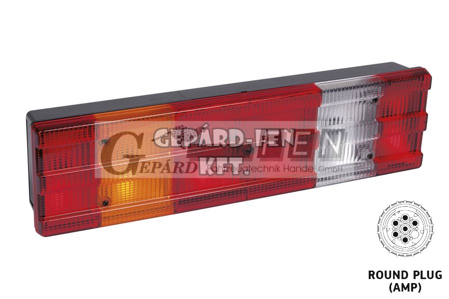 Hátsólámpa 6 kamrás Mercedes Actros 3BORDÁS búrás JOBB oldal + DIN csatlakozó oldalt 525x130, vast.: 83mm, furattáv.: 200mm - R2102SR