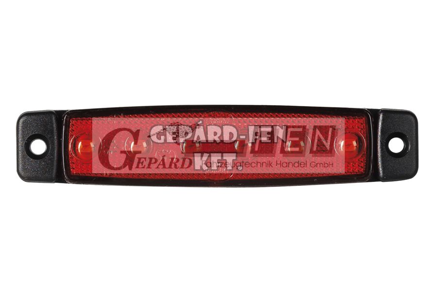 Szélességjelzõ Piros 6 LED-es lapos 12V, 96mm x 20mm, vast.:6,4mm, furattáv.: 86mm - 560-0.06/12
