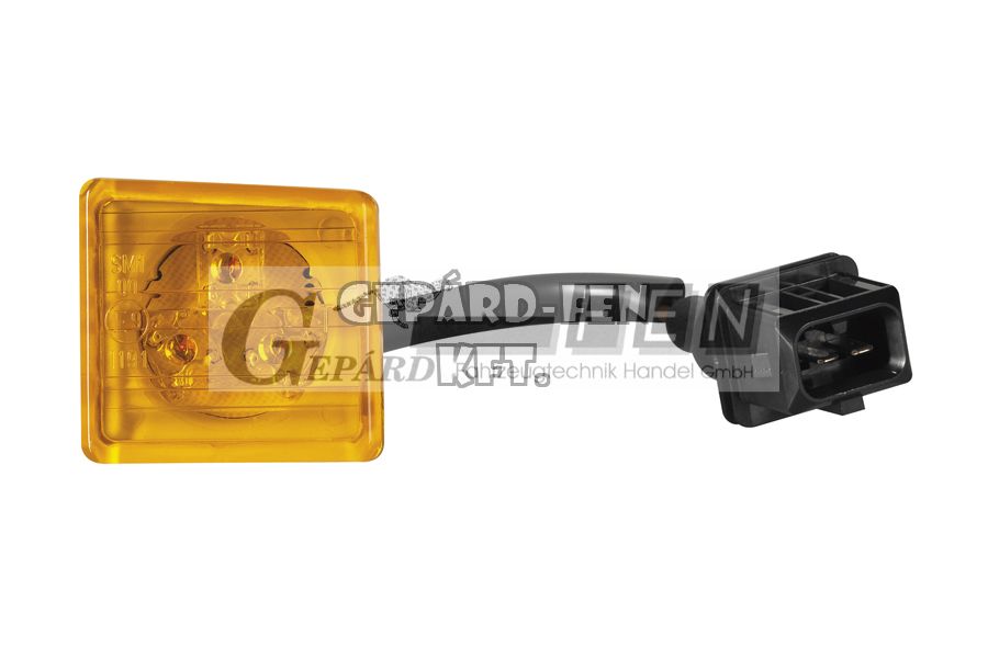 Szélességjelzõ SÁRGA 3LED-es 24V kocka alakú (SETRA buszokhoz) +vezeték +csatlakozó, 33x34mm, vast.: 46mm - DSL-3040/24