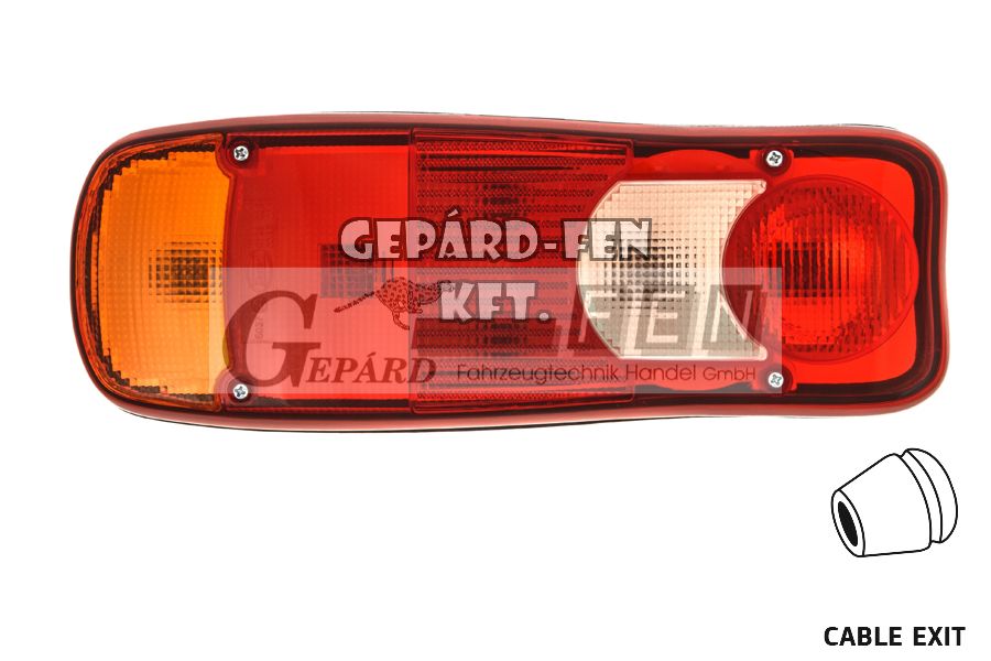 !!!ÚJDONSÁG!!! - Hátsólámpa Renault félholdas ÚJ TÍPUS, JOBB oldal +kábelkivezetõ 350x128mm, vast.: 85mm, csavartáv.: 152mm - R-2060D
