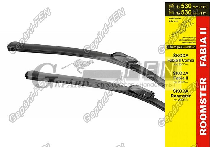 Ablaktörlõ szett AERO 530+530mm Gyári adapteres (Fabia II, Roomster)