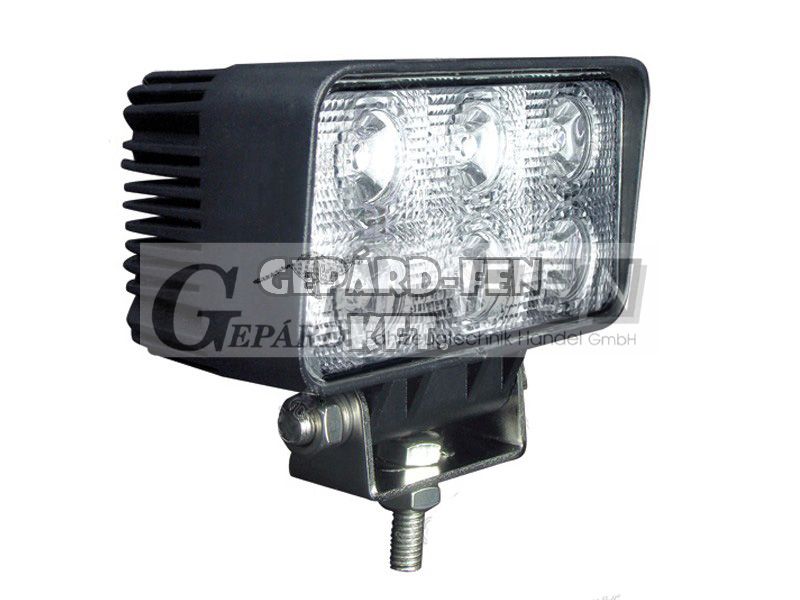 Munkalámpa TÉGLA 6LED-es fémházas TERÍTÕ (60°) 10-30V, 18W, 1440lumen, IP67, méret(tartó nélkül):110x60mm, vast.:56mm