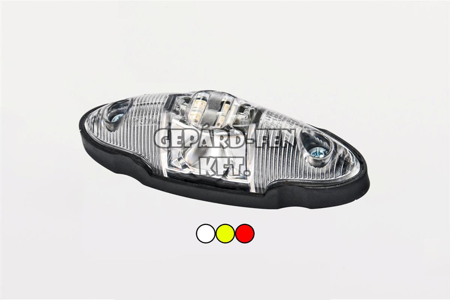 Szélességjelzõ 12-24V "csónak" alakú 3 funkciós (piros-fehér-sárga) LED-es +gumitalp +vezeték 120mm x 40mm x 35mm (FT-38 LED)