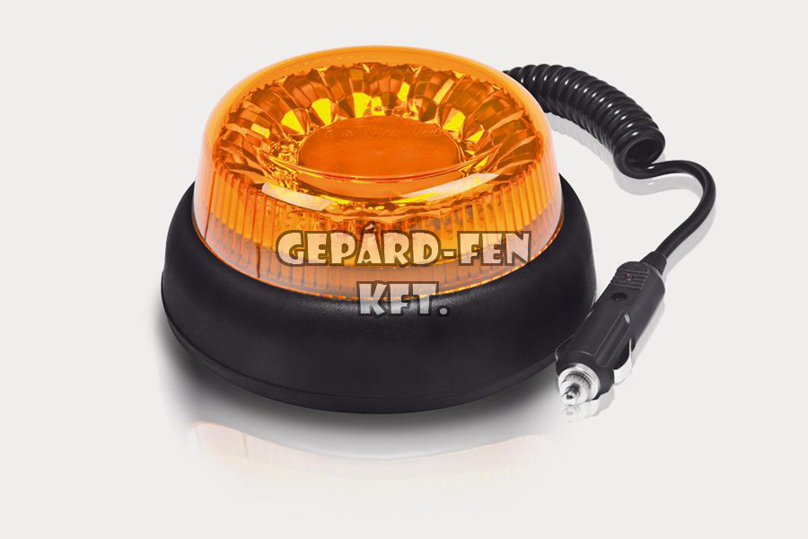 Forgólámpa / LED Villogólámpa 12-55V kerek lapos kivitel mágnestalpas 20 LED-es IP68 minõsítés +7,8m spirál kábel 165mm átmérõ x 78mm (FT-101 LED)