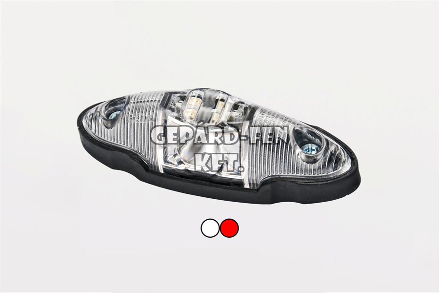 Szélességjelzõ 12-24V "csónak" alakú 2 funkciós (piros-fehér) LED-es +gumitalp +vezeték 120mm x 40mm x 35mm (FT-38 CB LED)