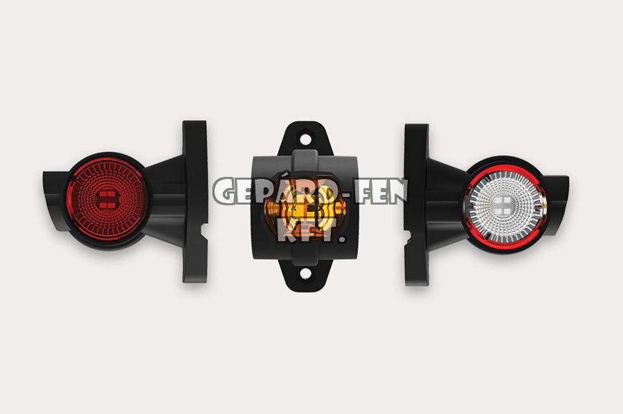 Szélességjelzõ 12-24V LED-es Piros/Fehér/Sárga rövid egyenes BAL oldal, 96mm kinyúlás (FT-140AL LED)
