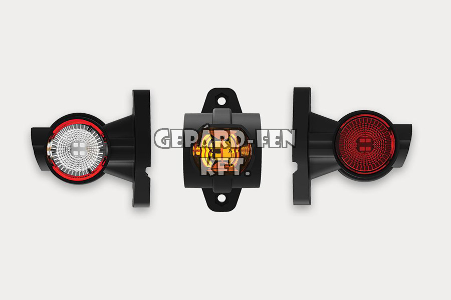 Szélességjelzõ 12-24V LED-es Piros/Fehér/Sárga rövid egyenes JOBB oldal, 96mm kinyúlás (FT-140AP)