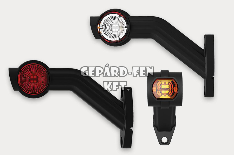 Szélességjelzõ 12-24V LED-es Piros/Fehér/Sárga nagy ferde BAL oldal, 190mm kinyúlás (FT-140FL)