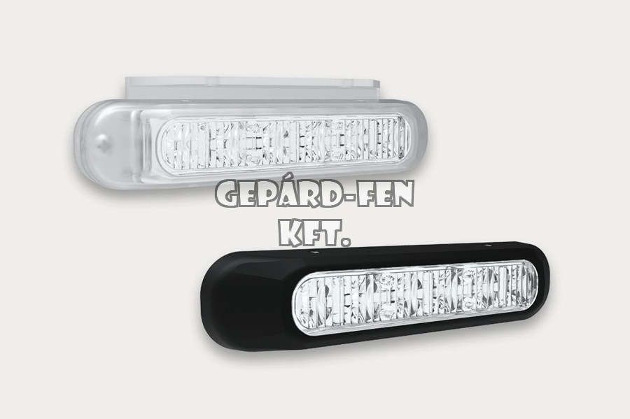 !!!ÚJDONSÁG!!! - Nappali menetfény SZETT többféle beépítõ kerettel 12-55V 3W 6LED-es rövid csík alakú 132x28mm, vast.: 19mm (FT-300LED)