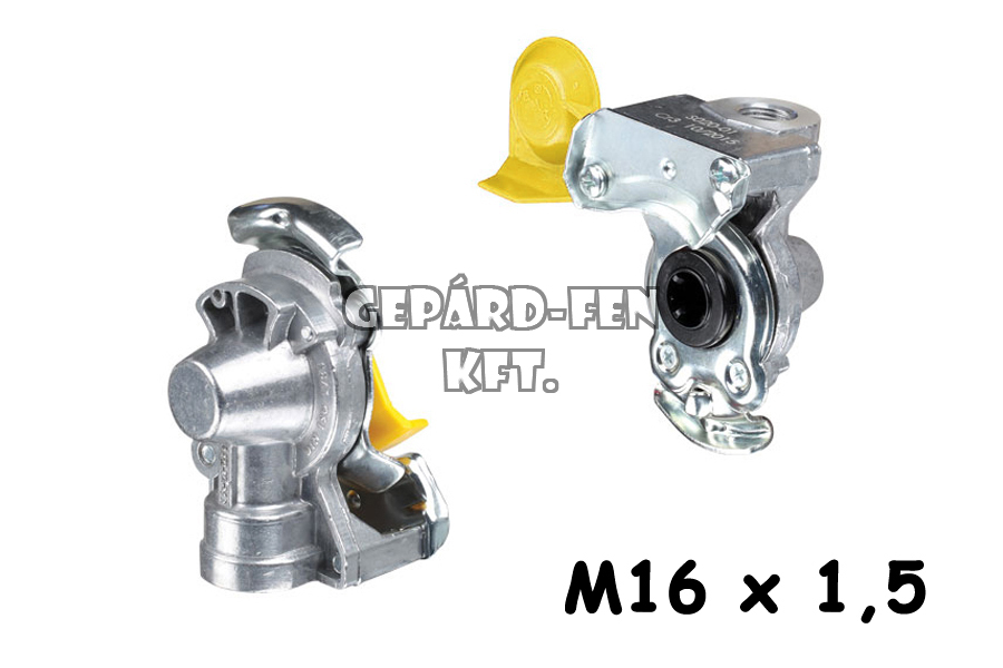 Légkuplung / Légfékcsatlakozó automata M16x1.5 SZELEPES Sárga