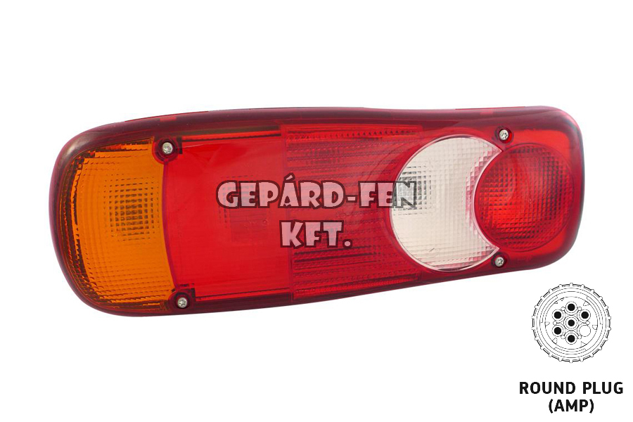 Hátsólámpa Renault félholdas, JOBB oldal, +DIN csatlakozó hátul (eredeti VIGNAL) 350x130mm, vast.: 83mm, csavartáv.: 152mm - 152180