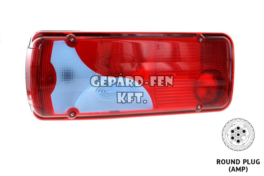 Hátsólámpa MAN TGL, TGA, TGX, (halvány kék) JOBB oldal, +DIN csatlakozó oldalt (eredeti VIGNAL) 400x160mm, vast.: 89mm, csavartáv.: 152mm - 156210