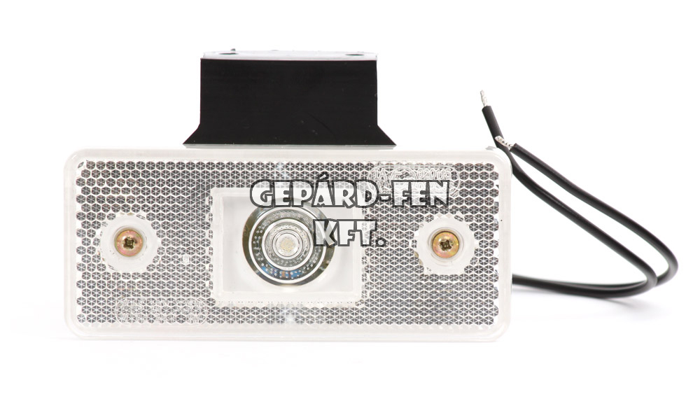 Szélességjelzõ 12V/24V téglalap alakú fehér 1 ledes +tartófül 116mm x 66mm (105z)