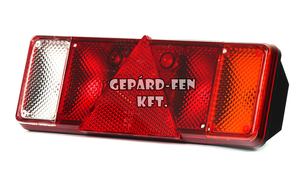 Hátsólámpa 24V 5 kamrás izzós +2 led helyzetjelzõvel +háromszögprizma Jobb oldal 387mm x 137mm x 81mm