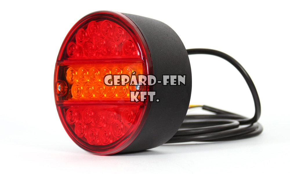 !!!AKCIÓ!!! a készlet erejéig - Hátsólámpa 12V(extra terhelés) kerek 3 funkciós 29 LEDes Vastag kivitel 142mm átmérõ 78mm (helyzetjelzõ,fék,index) (233w)