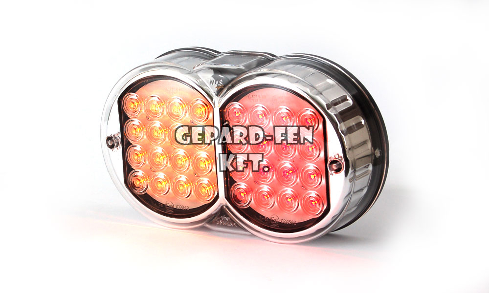 Hátsólámpa 12V/24V duplakerek 3 funkciós 32 LEDes 208mm x 121mm x 57mm (helyzetjelzõ,fék,index) (226w)