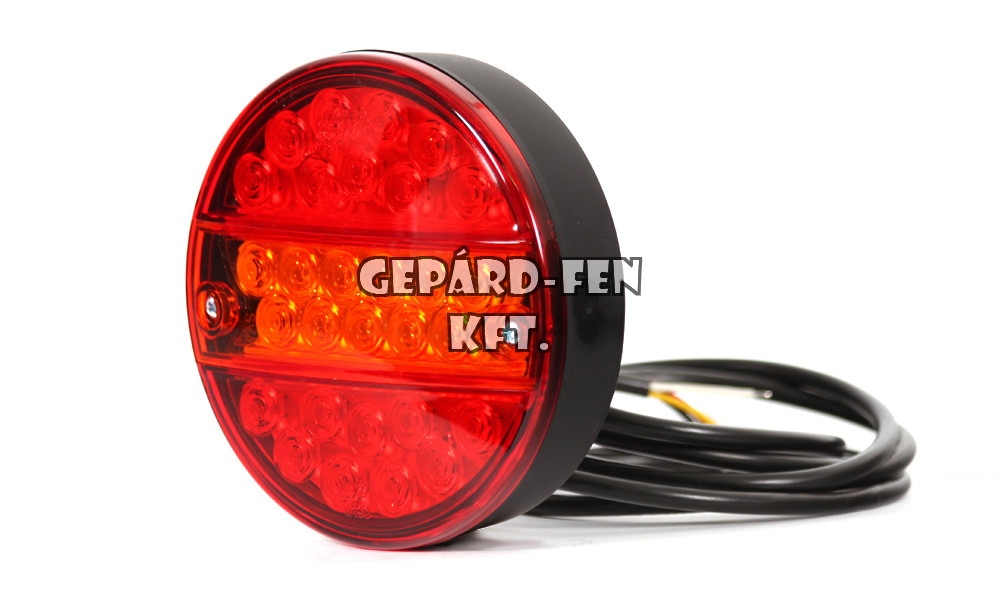 Hátsólámpa 24V(extra terhelés) kerek 3 funkciós 29 LEDes Vékony kivitel 142mm átmérõ 50mm (helyzetjelzõ,fék,index) (290w)