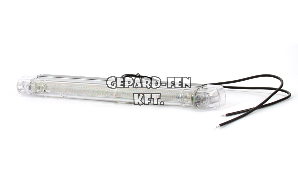 Szélességjelzõ 12-24V hosszú csík alakú FEHÉR 3LED-es 237x21mm, vast.: 22mm, furattáv.: 212mm (180-W36)