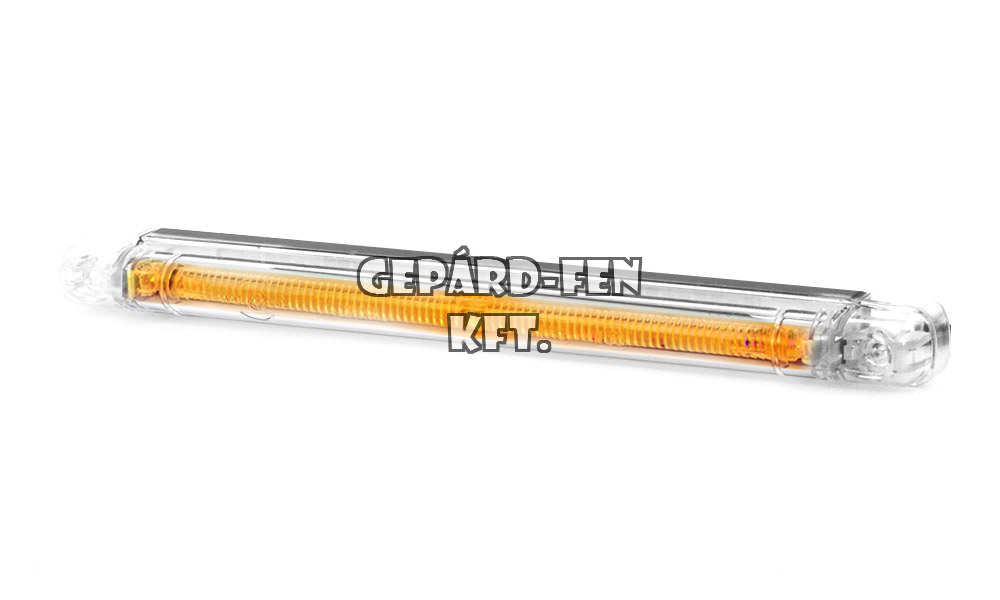 Szélességjelzõ 12-24V hosszú csík alakú SÁRGA 3LED-es 237x21mm, vast.: 22mm, furattáv.: 212mm (182-W37)