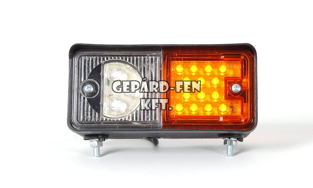 Traktor Elsõ helyzetjelzõ (LED-es) + index (LED-es), JOBB oldal, 150 x 70mm, vast.: 77mm, felfogatás 2 csavarral alul(110mm) vagy hátul(55mm) (491-W07dP)
