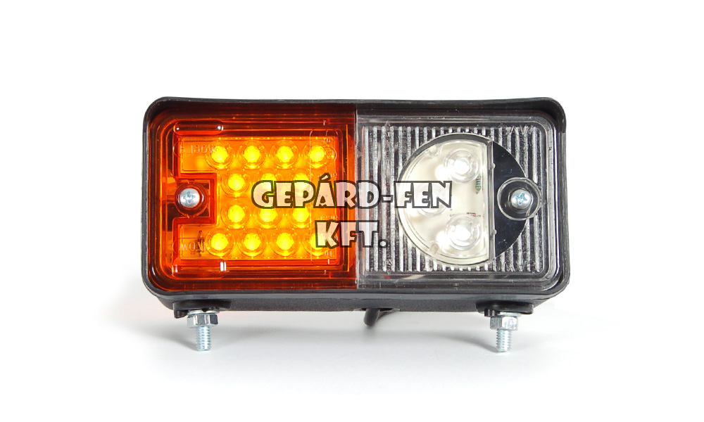 Traktor Elsõ helyzetjelzõ (LED-es) + index (LED-es), BAL oldal, 150 x 70mm, vast.: 77mm, felfogatás 2 csavarral alul(110mm) vagy hátul(55mm) (489-W06dL)