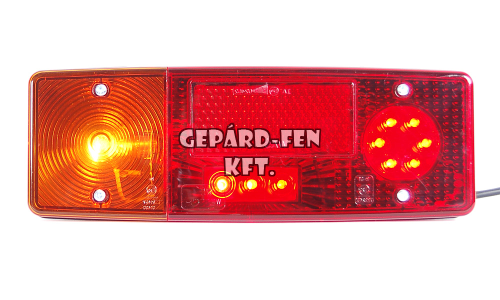 Hátsó lámpa (ZUK tip) prizma, LED-s helyzetjelzõ-, fék-, izzós irányjelzõ-, + LED-s rendszám megvilágítás, bal oldal 264x102x65mm 12V/24V (485-WE551dL)