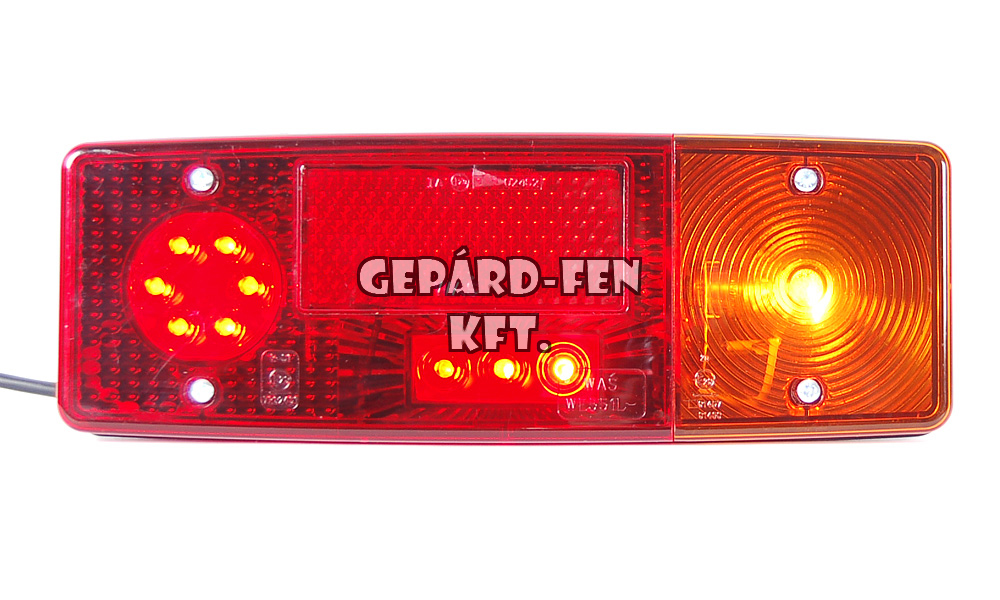Hátsó lámpa (ZUK tip) prizma, LED-s helyzetjelzõ, fék-, + izzós irányjelzõ, jobb oldal,  264x102x65 mm 12V/24V (486-551dzP)