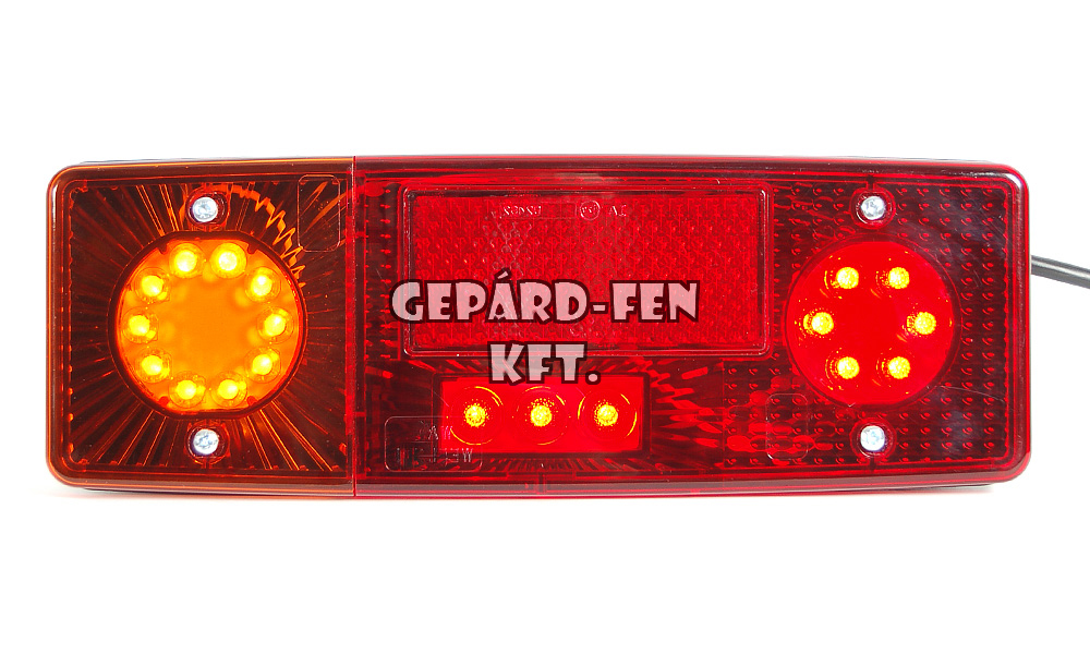 Hátsó lámpa (ZUK tip.) prizma, LED-s helyzetjelzõ-, fék, irányjelzõ-, + LED rendszámvilágítás, 264x102x65 mm, bal, 12V/24V (483-551dl)