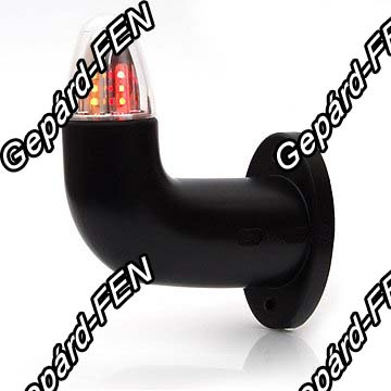 Viking szélességjelzõ (fekete) 12/24V LED-es Piros/Fehér/Sárga 90fokos rövid karos BAL oldal 150mm kinyúlás (537L(A)-W75.1)