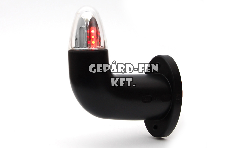 !!!AKCIÓ!!! a készlet erejéig - Viking szélességjelzõ (fekete) 12/24V LED-es Piros/Fehér 90fokos rövid karos BAL oldal 150mm kinyúlás (538L(A)-W75.1)