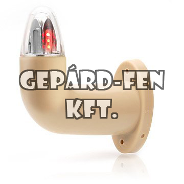 !!!AKCIÓ!!! a készlet erejéig - Viking szélességjelzõ (drapp) 12/24V LED-es Piros/Fehér 90fokos rövid karos BAL oldal 150mm kinyúlás (540L(A)-W75.1)