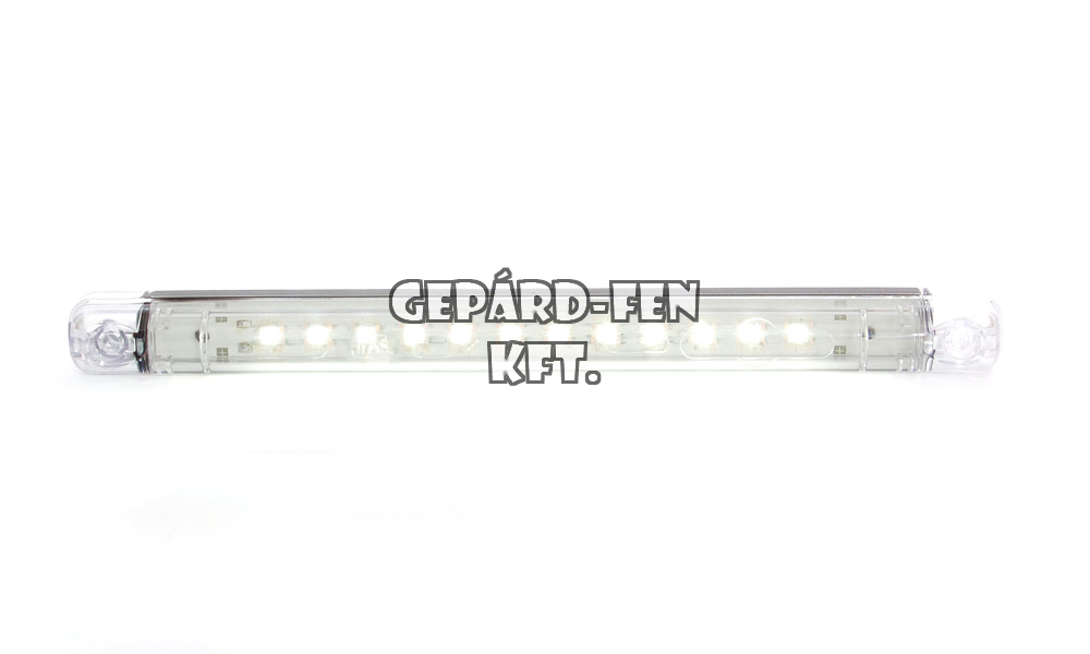 LW06,-os tipuscsalád.554. 12V,-os hosszúkás csík alaku belsõ világítás.12 LED,-es, 3W teljesítmény.296 Lumen. Méretei: 237x21mm.Vastagság: 22mm. Furattáv: 212mm.Vízáll: IP66/68. 38cm beköt.vezetékkel.Hasonló lámpa: WAS 0359. (lapos,sensoros)