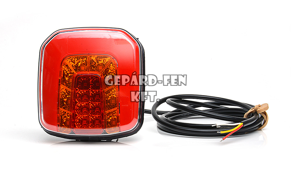 W145,-ös tipuscsalád.1088. Teljesen Led,-es(részben NEON) 4 funkciós(Helyzetj,fék,irányj,rendsz.) nagyjából kocka alakú hátsólámpa.Jobb-Bal.(akár utánfutóra is)12-24V,-os kivitel.Méretei: 106x102mm, vast.: 45mm, csavartáv.: 45mm. 2m vezeték. IP66/68