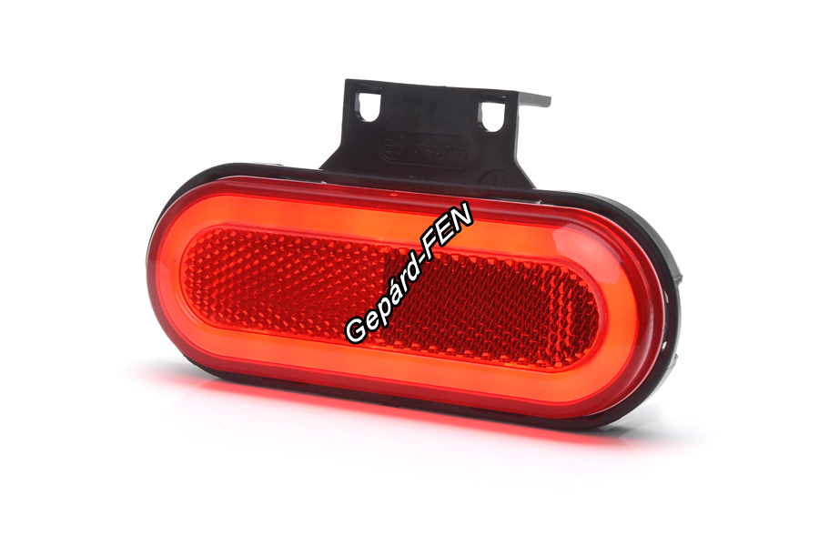 W198,-as tipuscsalád.1400. Hátsó (piros) ovális alaku NEON Led,-es helyzetjelzõ lámpa,prizmával,felfogatási adapterrel.12-24V,-os kivitel.Vízállóság: IP6K9K.Méretei: 124X68X42mm. 25 cm vezetékkel.