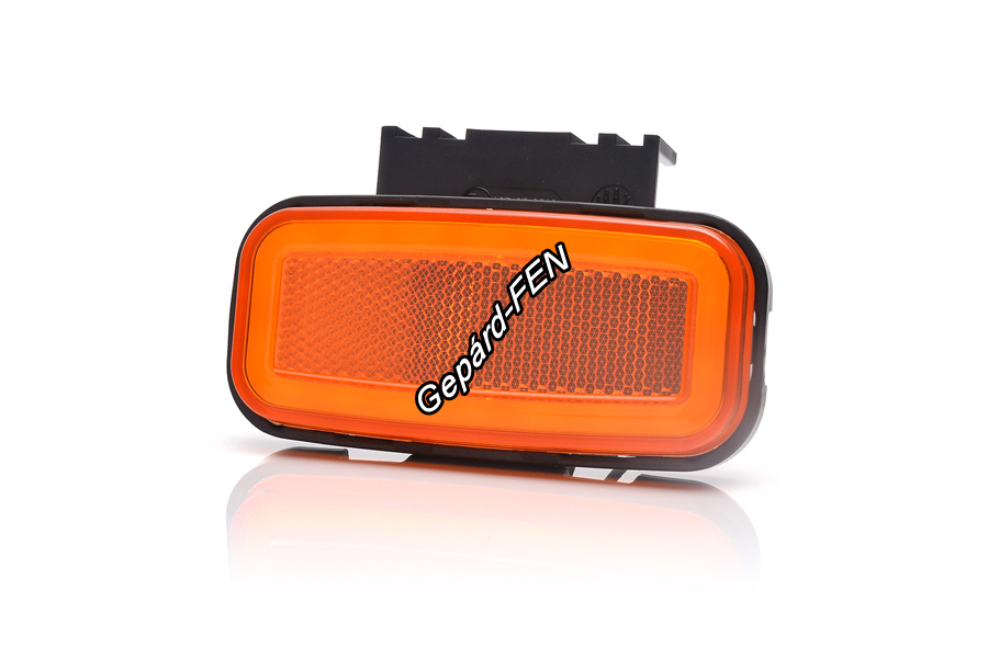 W199,-es tipuscsalád.1402. Oldalsó (sárga) NEON Led,-es helyzetjelzõ lámpa,prizmával, felfogatási adapterrel.12-24V,-os kivitel. Vízállóság: IP6K9K.Méretei: 117X56X42mm. 25 cm vezetékkel.