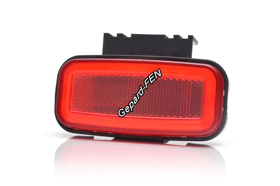 W199,-es tipuscsalád. 1403. Hátsó (piros) NEON Led,-es helyzetjelzõ lámpa, prizmával, felfogatási adapterrel.12-24Vos kivitel.Vízállóság: IP6K9K. Méretei: 117X56X42mm. 25 cm vezetékkel.