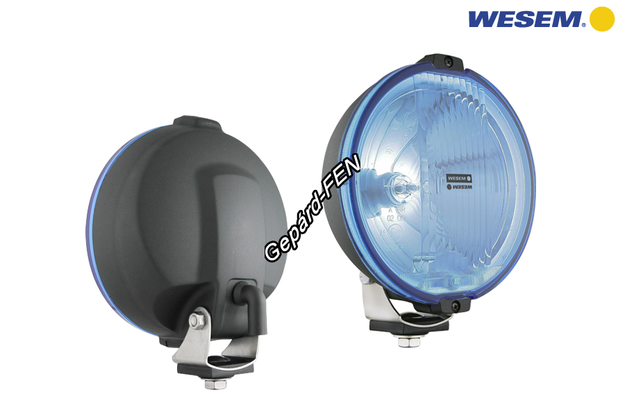 HOS2.38810.Szúrófény nagy kerek fekete mûanyag házzal halványkék üveggel + 1LED 12V körhelyzetjelzõ 183mm átmérõ 97mm mély. H3,-as izzó nélkül, de 12V T4W izzóval.0,15m bekötési kábellal.