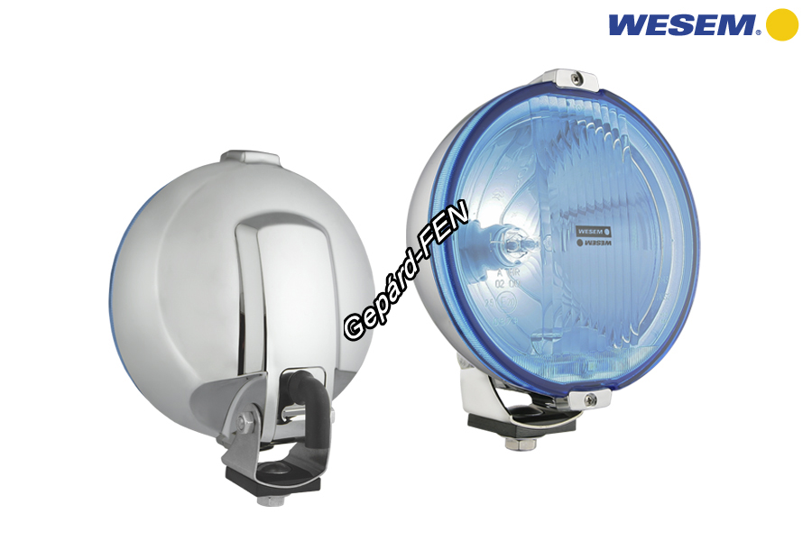 HOS2.38813.Szúrófény nagy kerek CRÓM mûanyag házzal halványkék üveggel ,12V LED körhelyzetjelzõ 183mm átmérõ 97mm mély H3,-as izzó nélkül, de 12V T4W izzóval. 0,15m bekötési kábellal.