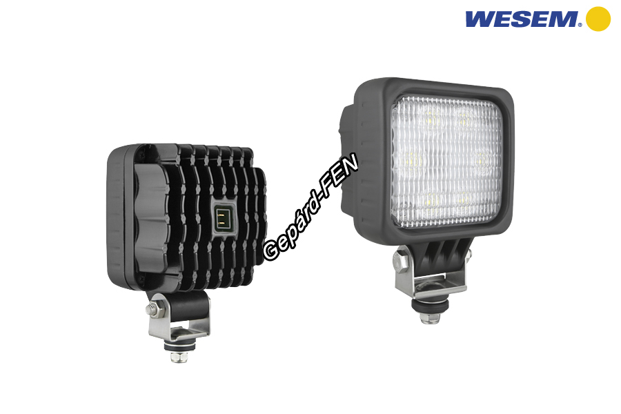 LED1.46806 Munkalámpa kocka 6LED-es terítő (66x22°) 12-24V, 24W, 1500lumen, IP67-69K, AMP 2p csatl., 100x100mm, vast.: 74mm, mag. tartóval: 146mm .