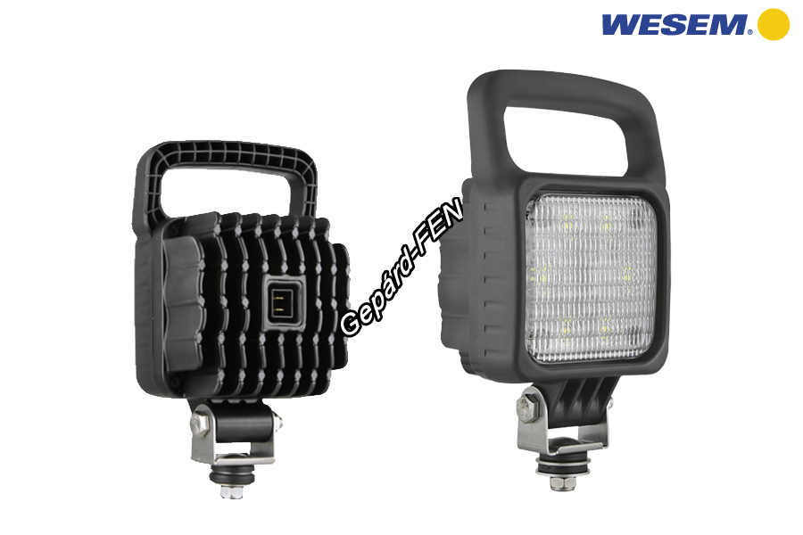 Munkalámpa kocka 6LED-es terítõ (66x22°) 12-24V, 24W, 1500lumen, IP67-69K, AMP 2p. csatl., Felsõ fogó füllel!!, 100x100mm (110x145mm), vast.: 74mm, mag. tartóval: 190mm - LED1.46816