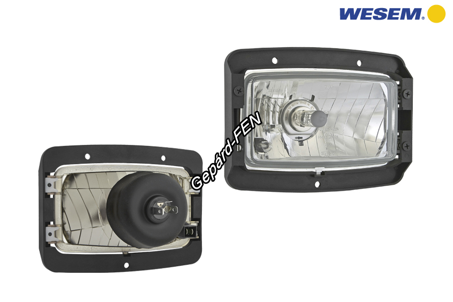 Fényszóróbetét mûanyag beépítõ kerettel Zetor traktorokhoz, tiszta üveges, 12V H4 + W5W izzóval (helyzetjelzõs), 156x93mm (keret:179x132mm) - PES1.41930