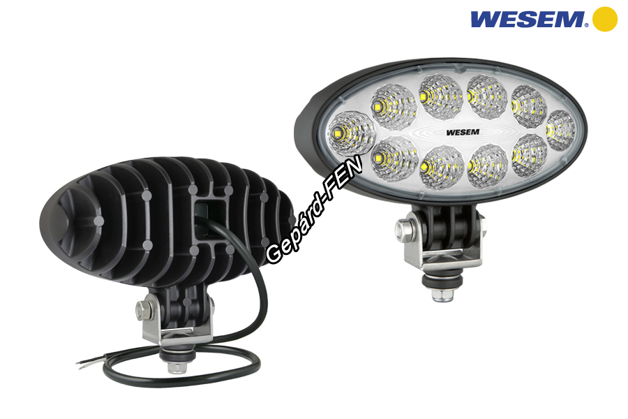 Munkalámpa Ovál 10LED-es terítõ (55°) 12-24V, 35W, 3000lumen, IP68, 176x87mm (felfogatással: 131mm) vast.: 85mm - CRV1A.49501 0,5m kábellal szerelve.