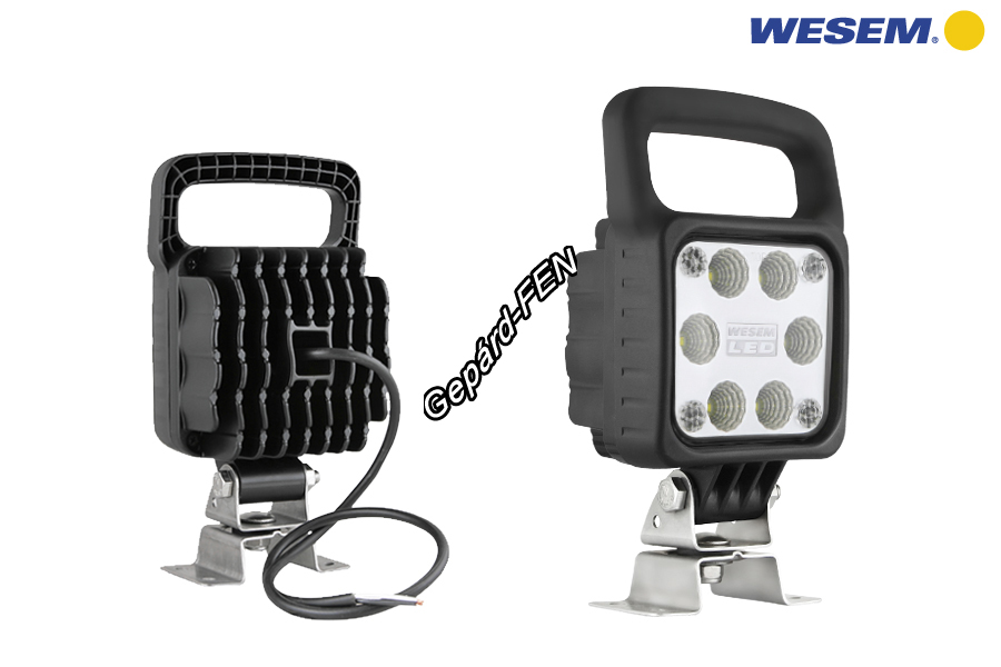 Munkalámpa kocka 6LED-es terítõ (50°) 12-24V, 29W, 2500lumen, IP67-69K, +0,5m kábel, +fogó, 100x100mm (110x145mm), vast.: 74mm, mag. tartóval: 205mm - LED6F.49930