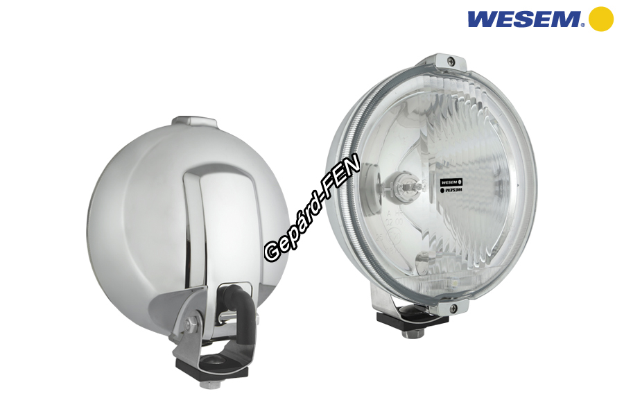 Szúrófény nagy kerek CRÓM mûanyag házzal fehérüveggel +1 LED 24V-s körhelyzetjelzõ 183mm átmérõ 97mm mély H3 és T4W izzós