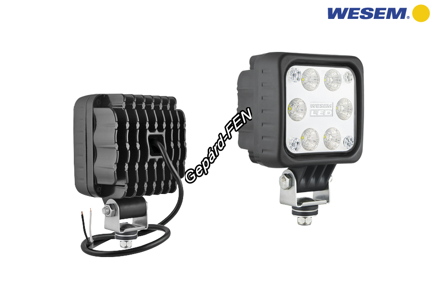 Munkalámpa kocka 6LED-es szúró (6°) 12-24V, 29W, 2500lumen, IP67-69K, +0,5m kábel, 100x100mm, vast.: 76mm, mag. tartóval: 146mm - LED8F.51000