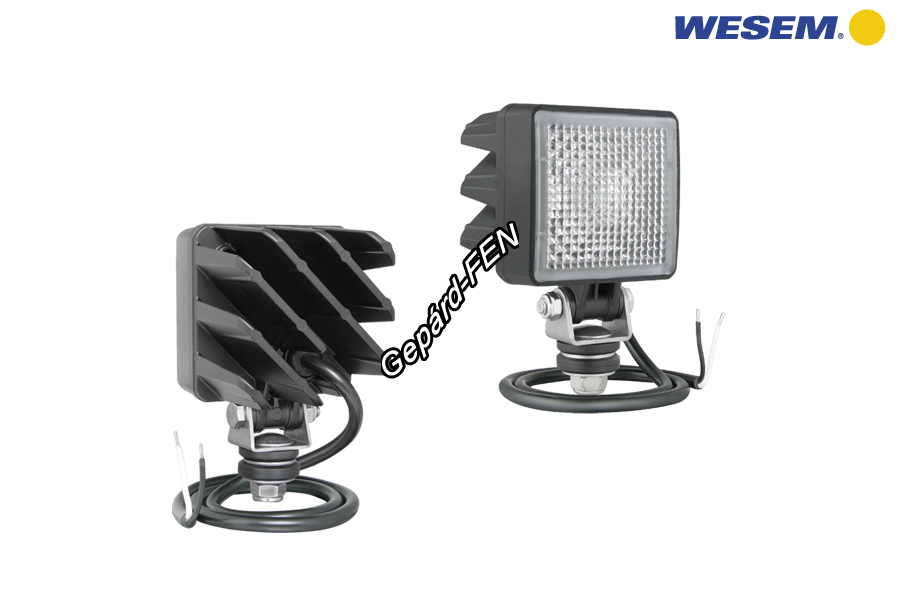 Munkalámpa MINI Kocka 2LED-es terítõ (43°x34°) 12-24V, 12W, 800lumen, IP67-69K, +0,5m kábel, 68x68mm, vast.: 70mm, mag. tartóval: 98mm - CRK4A.50700
