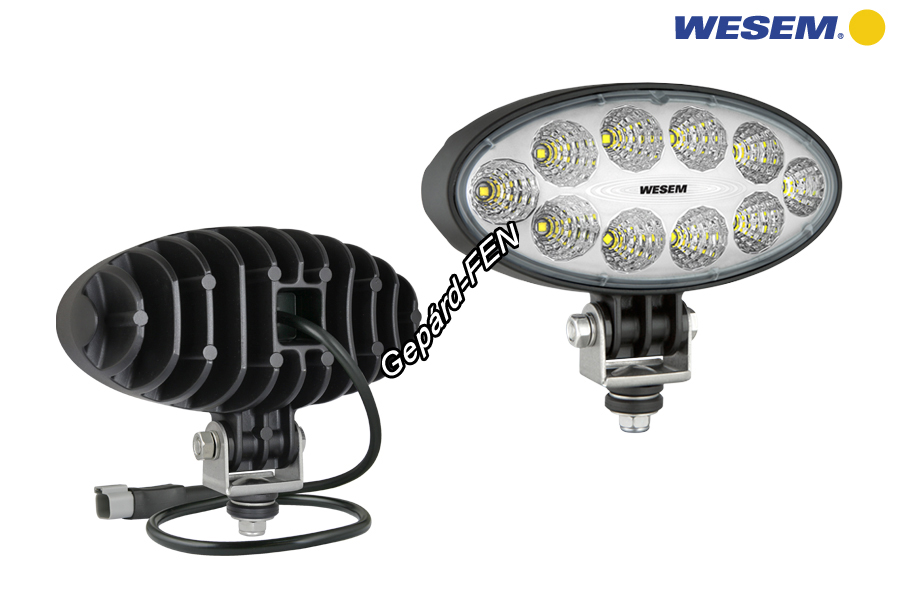 CRV1B.52302,-es ovális alaku 10 Ledes munkalámpa.12-24V. 4000 Lumen!! 150 mm,-es bekötõkábellal, valamint DEUTSCH csatlkozóval.176x87x86 mm,-es. Normál felfogatás. Teles magasság: 131mm.