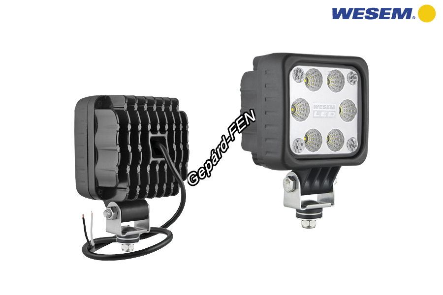 LED2F.47600. Kocka munkalámpa.6 Led, terítõ( 50') 12-24V 24W -2000 Lumen teljesítmény. IP67-69k, 0,5m kábellal, alsó tartóval. Méretei: 100x100x74mm. Magasított tartóval: 164mm. Ugyanaz, mint a WES 297, de lényegesen nagyobb teljesítménnyel!