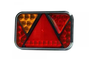 Hátsólámpa LED-es Canbus-os, kábelkivezetéses, 12V, 5 funkciós ( fék, köd, helyzet, rendszám, index) 130x200, háromszög prizmás